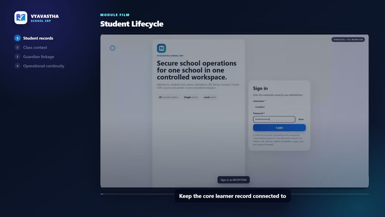 Vyavastha Student Lifecycle interface